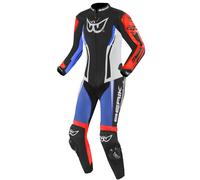 Berik Monza Damas de una pieza traje de cuero de motocicleta, Negro/Blanco/Rojo/Azul, Talla 44