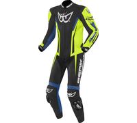 Berik Monza Traje de cuero de motocicleta de una pieza, negro/azul/amarillo, Talla 50
