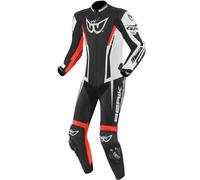Berik Monza Traje de cuero de motocicleta de una pieza, Negro/Blanco/Rojo, Talla 54