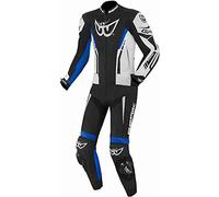 BERIK Monza Tuta in pelle da moto a due pezzi, nero/bianco/blu neon, 56