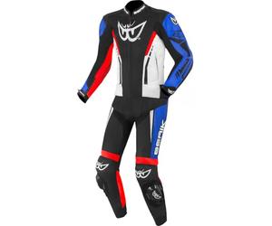 BERIK Monza Tuta in pelle da moto a due pezzi, nero/bianco/rosso/blu, 50