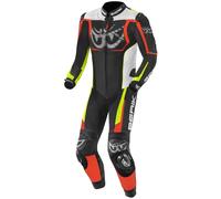Berik NexG Traje de cuero de una pieza de la motocicleta, negro/gris/amarillo/rojo, Talla 56