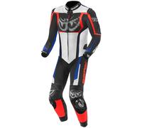 Berik NexG Traje de cuero de una pieza de la motocicleta, negro-gris-rojo-azul, tamaño 58 para Hombres