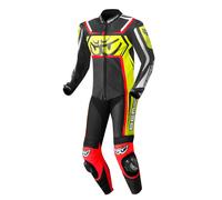 Berik Race-Tech Traje de cuero para motocicleta de una pieza, negro/rojo/amarillo, Talla 56