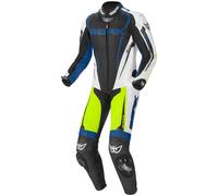 Berik Race-X Traje de cuero de una pieza, negro-blanco-azul-amarillo, tamaño 56 para Hombres