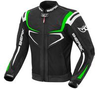 Berik Radic Chaqueta de cuero / textil de motocicleta, negro-blanco-verde, tamaño 50 para Hombres