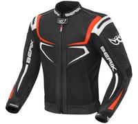 Berik Radic Chaqueta de cuero / textil de motocicleta, negro/rojo/blanco, Talla 52