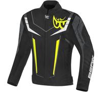 Berik Radic Evo Plus Chaqueta textil impermeable para motocicletas, Negro/Blanco/Amarillo/Gris, Talla 54