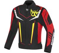 Berik Radic Evo Plus Chaqueta textil impermeable para motocicletas, Negro/Blanco/Rojo/Amarillo, Talla 50