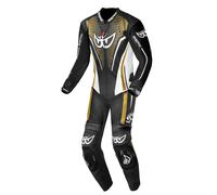 Berik RSF-TECH PRO Traje de cuero de motocicleta perforado de una pieza, Negro/Blanco/Bronce, Talla 56