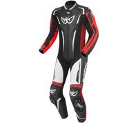 Berik RSF-Teck Traje de cuero de motocicleta perforado de una pieza, Negro/Blanco/Rojo, Talla 56