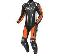 Berik RSF-Teck Traje de cuero de motocicleta perforado de una pieza, Negro/Naranja/Blanco, Talla 56