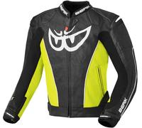 Berik Street Chaqueta de cuero para moto, negro/amarillo, Talla 54