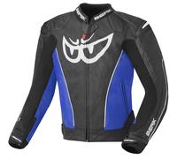 Berik Street Chaqueta de cuero para moto, negro/azul, Talla 48