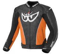 Berik Street Chaqueta de cuero para moto, negro/naranja, Talla 54