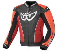 Berik Street Chaqueta de cuero para moto, negro/rojo, Talla 48