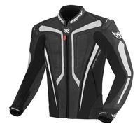 Berik Street Pro Chaqueta de cuero para moto, Negro/Blanco, Talla 50