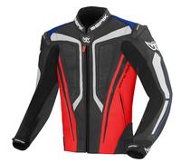Berik Street Pro Chaqueta de cuero para moto, negro/rojo/azul, Talla 50