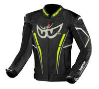 Berik Street Pro Evo Chaqueta de cuero para moto, negro/gris/amarillo, Talla 56