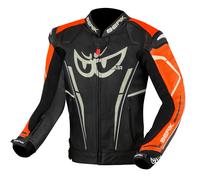 Berik Street Pro Evo Chaqueta de cuero para moto, negro/naranja, Talla 52
