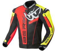 Berik VisionGP Chaqueta de cuero para moto, negro-blanco-rojo-amarillo, tamaño 50 para Hombres