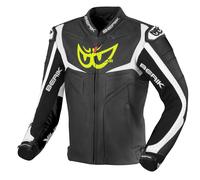 Berik Wild Chase Chaqueta de cuero para moto, Negro/Blanco, Talla 56