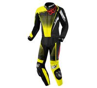 Berik XR-Ace Evo Traje de moto de cuero perforado de 2 piezas, negro-rojo-amarillo, tamaño 56 para Hombres