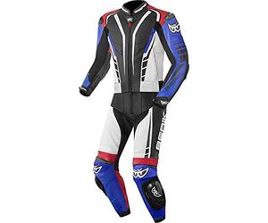 BERIK XR-Ace Tuta in pelle da moto a due pezzi, nero/bianco/rosso/blu, 54