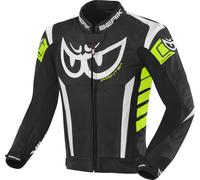 Berik Zakura Chaqueta de cuero para motocicleta, negro-blanco-amarillo, tamaño 54 para Hombres