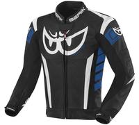 Berik Zakura Chaqueta de cuero para motocicleta, negro-blanco-azul, tamaño 52 para Hombres