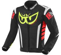 Berik Zakura Chaqueta de cuero para motocicleta, negro-blanco-rojo-amarillo, tamaño 54 para Hombres
