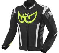Berik Zakura Chaqueta de cuero para motocicleta, negro-gris-blanco-amarillo, tamaño 54 para Hombres