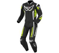 Berik Zakura Traje de cuero de motocicleta de dos piezas, Negro/Blanco/Amarillo, Talla 56