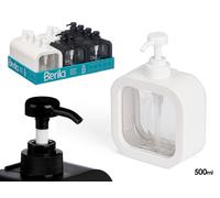 Berilo Dosificador de Plástico PET/PP, 500 ml, Blanco, Negro y Transparente, 13x16.5x6 cm (Set de 12)
