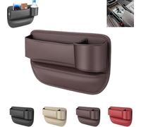 Berimat For Car,Car Gap Filler Organizer,Adjustable Car Seat Storage Box,Car Leather Cup Holder Gap Bag,Universal Leather Storage Box (Brown,Passenger Seat)