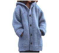 Berimaterry Chaqueta punto mujer de gran tamaño jersey punto mujer con capucha invierno elegante cálida con bolsillos chaqueta larga con botones parka de mujer Suéter manga larga chaqueta de punto