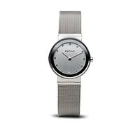 BERING 10126-000 Reloj de cuarzo para mujer con caja de acero inoxidable plateado de 26 mm y esfera plateada, correa milanesa, cristal de zafiro y resistencia al agua de 5 ATM