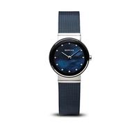 BERING 10126-307 Reloj de cuarzo para mujer con caja de acero inoxidable plateado de 26 mm y esfera azul, correa milanesa, cristal de zafiro y resistencia al agua de 5 ATM