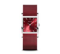 BERING 10426-303-S Reloj de cuarzo para mujer con caja de acero inoxidable plateado de 26 mm y esfera roja, correa milanesa, cristal de zafiro y resistencia al agua de 5 ATM