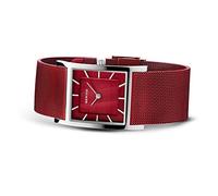 BERING 10426-303-S Reloj de cuarzo para mujer con caja de acero inoxidable plateado de 26 mm y esfera roja, correa milanesa, cristal de zafiro y resistencia al agua de 5 ATM