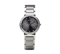 BERING Mujer Análoga Cuarzo Reloj de pulsera de colección con Acero inoxidable/cerámico Pulsera und Cristal de zafiro, Plata/Gris