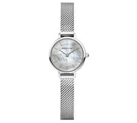 BERING 11022-004 Reloj de cuarzo para mujer con caja de acero inoxidable plateado de 22 mm y esfera blanca, correa milanesa, cristal de zafiro y resistencia al agua de 3 ATM