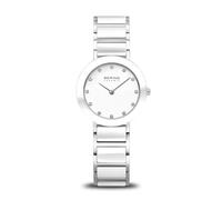 BERING 11429-754 Reloj de cuarzo para mujer con caja de acero inoxidable plateado de 29 mm, esfera blanca, brazalete de acero inoxidable con detalles de cerámica, resistencia al agua de 5 ATM