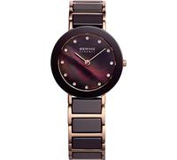 BERING 11429-765 Reloj de cuarzo para mujer, caja de acero inoxidable de 29 mm con acabado en oro rosa, esfera marrón, brazalete de acero inoxidable y detalles en cerámica, resistencia al agua 5 ATM