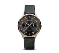 BERING Hombre Análoga Cuarzo Reloj de pulsera de colección con Nylon Pulsera und Cristal de zafiro, Gris/Plata
