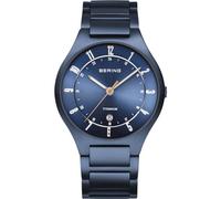 BERING 11739-797 Reloj de cuarzo para hombre con caja de titanio de 39 mm con acabado azul y esfera azul, brazalete de titanio con detalles de titanio, resistencia al agua de 5 ATM