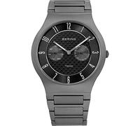 BERING 11939-777 Reloj de cuarzo para hombre con caja de titanio de 39 mm con acabado gris y esfera negra, brazalete de titanio con detalles de titanio, resistencia al agua de 5 ATM
