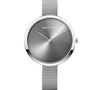 BERING 12240-009 Reloj de cuarzo para mujer con caja de acero inoxidable plateado de 40 mm y esfera gris, correa milanesa, cristal de zafiro y resistencia al agua de 3 ATM