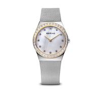 Bering Reloj mujer 12430-010 cuarzo 30 mm acero plateado esfera blanca correa milanesa zafiro 5 ATM
