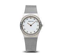 Bering Reloj mujer 12430-010 cuarzo 30 mm acero plateado esfera blanca correa milanesa zafiro 5 ATM
